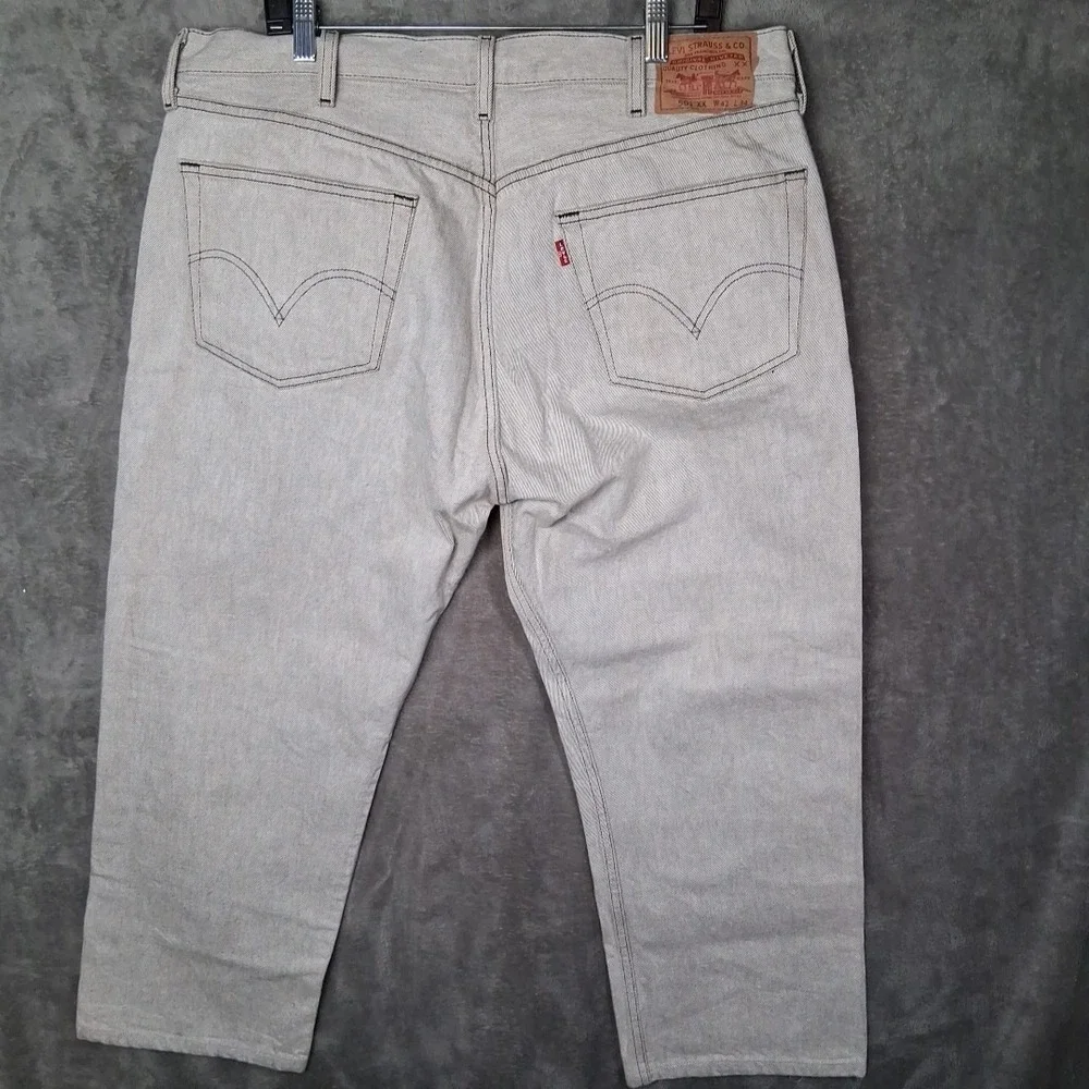 Levis 501 Mens 42x34 Classic Straight Black‎ Bleached Washed Mid Rise Button Fly